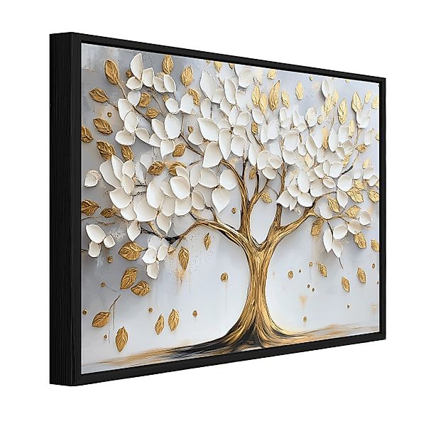 Wallarena Leinwandbild Baum Abstrakt Gold Beige günstig online kaufen