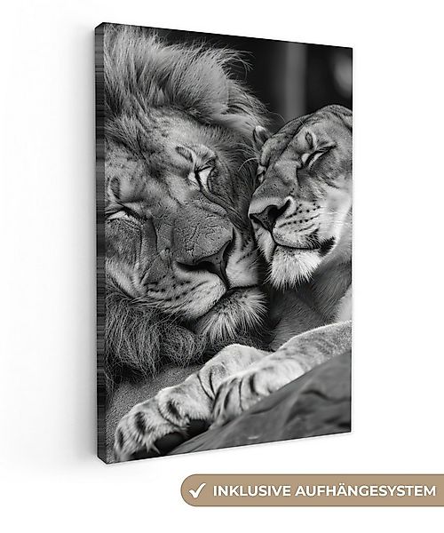 OneMillionCanvasses® Leinwandbild Löwen - Tiere - Schwarz - Weiß - Löwe, Fo günstig online kaufen