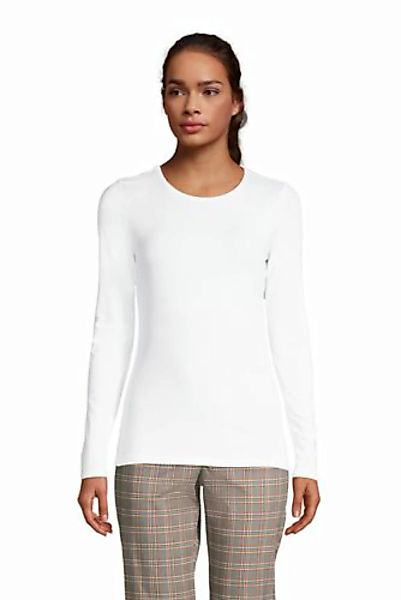 Shirt aus Baumwoll/Modalmix, Damen, Größe: L Normal, Weiß, by Lands' End, W günstig online kaufen
