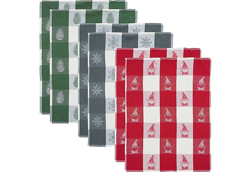 Erwin Müller Geschirrtuch Geschirrtuch "Winter" 6er-Pack, Halbleinen Motiv günstig online kaufen