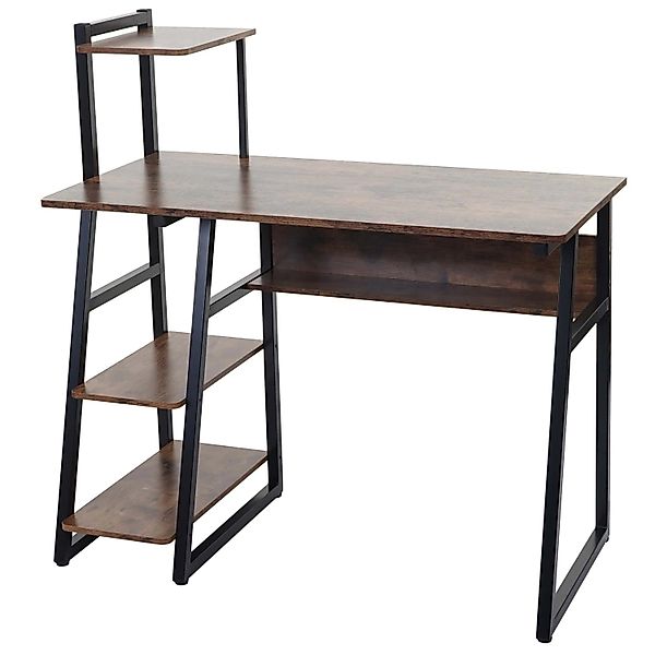 Proregal Schreibtisch Mit Regal HxBxT 102x100x50 cm Metall Mdf Braun Laptop günstig online kaufen