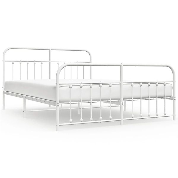 vidaXL Bettgestell mit Kopf- und Fußteil Metall Weiß 183x213 cm Modell 3179 günstig online kaufen