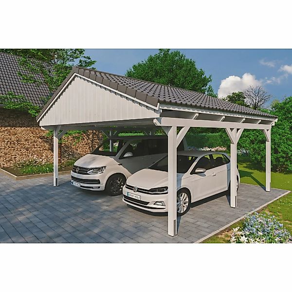 Skan Holz Carport Fichtelberg 618 cm x 566 cm Dachlattung Weiß günstig online kaufen