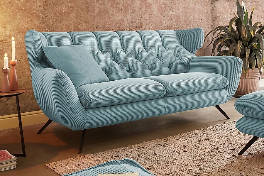 KAWOLA Sofa CHARME Cord hellblau günstig online kaufen