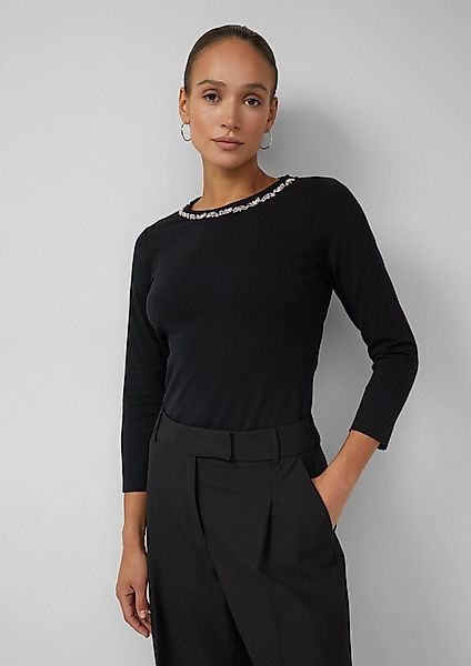 s.Oliver Langarmshirt T-Shirt Shirt mit 3/4-Ärmeln und Schmucksteinen günstig online kaufen