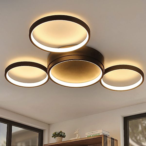 Nettlife LED Deckenleuchte Dimmbar Metall Schwarz günstig online kaufen
