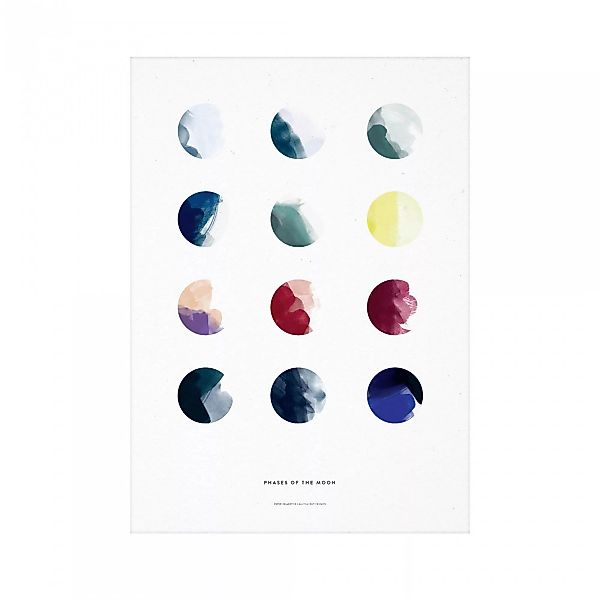 Paper Collective - Moon Phases Kunstdruck 30x40cm - mehrfarben, weiß, rot, günstig online kaufen