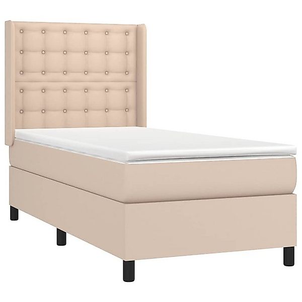 vidaXL Bett Boxspringbett mit Matratze & LED Cappuccino-Braun 100x200cm günstig online kaufen