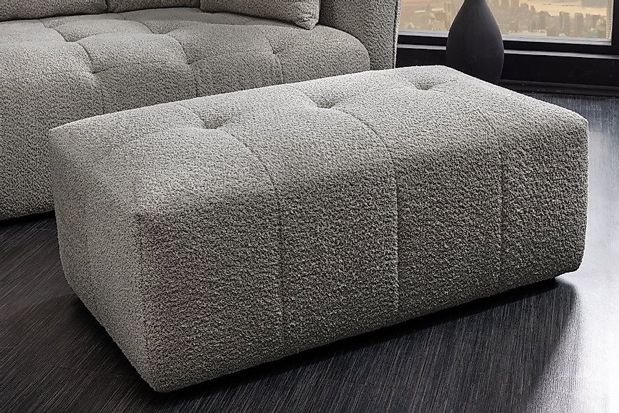 riess-ambiente Fußhocker ROYAL 120cm grau - Bouclé, Federkern, Ziersteppung günstig online kaufen