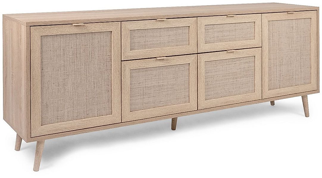 Finori Sideboard, Dekor Sonoma Eiche / Rafia Aufdruck, Skandinavisch, 180 x günstig online kaufen