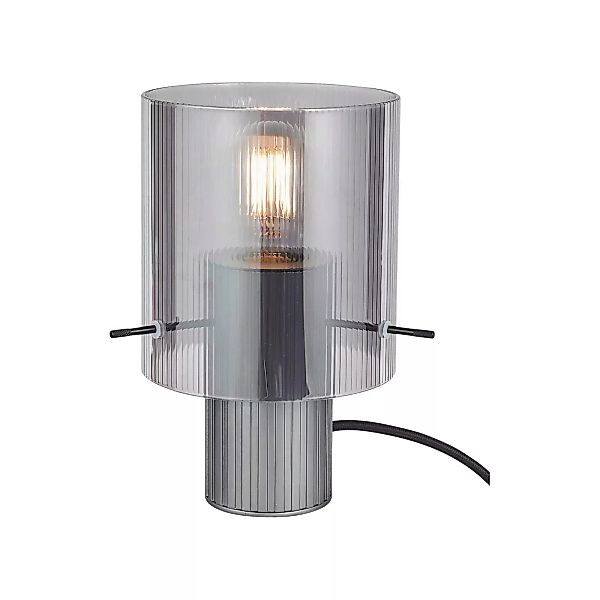 Tischlampe Riffelini, Höhe 22 cm, rauchgrau, Glas günstig online kaufen