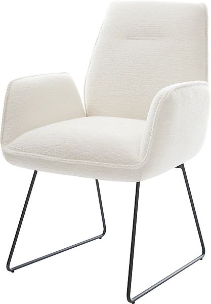 DELIFE Polsterstuhl Zoa-Flex, Kufengestell Schwarz Bouclé günstig online kaufen