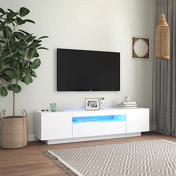 Tv-schrank Mit Led-leuchten Weiß 160x35x40 Cm günstig online kaufen