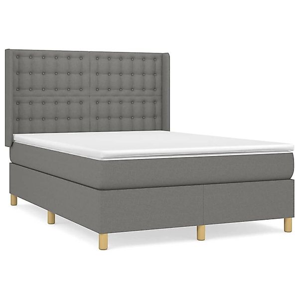 vidaXL Boxspringbett mit Matratze Dunkelgrau 140x190 cm Stoff1387554 günstig online kaufen