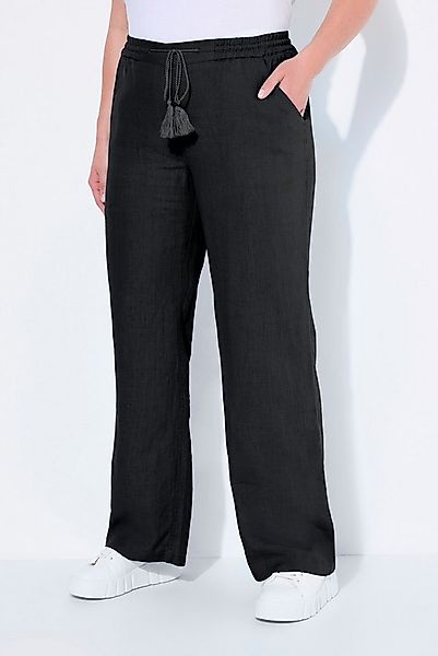 Ulla Popken Funktionshose Leinenhose Mary Elastikbund weites gerades Bein günstig online kaufen
