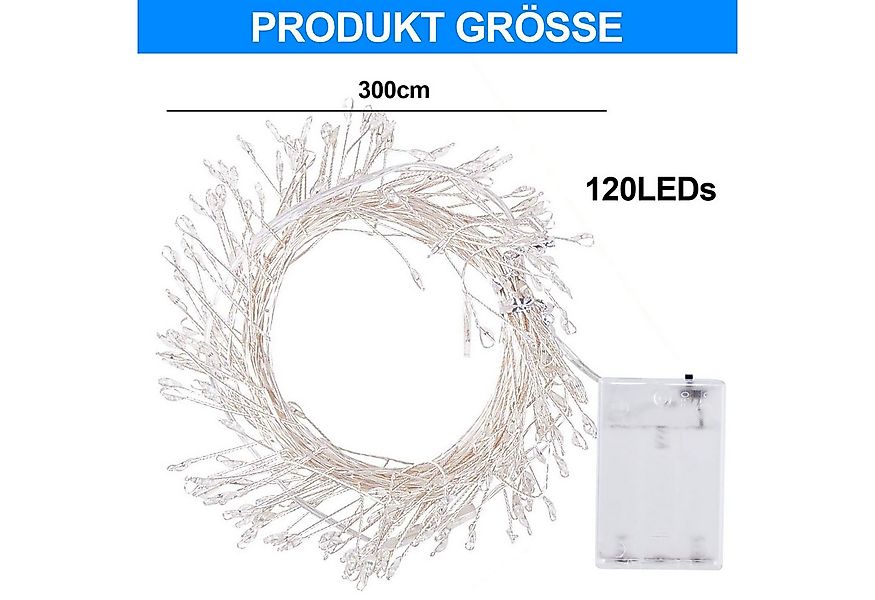 Jibenhome LED-Lichterkette Cluster Leuchtdraht Büschel Lichterbündel 300cm günstig online kaufen