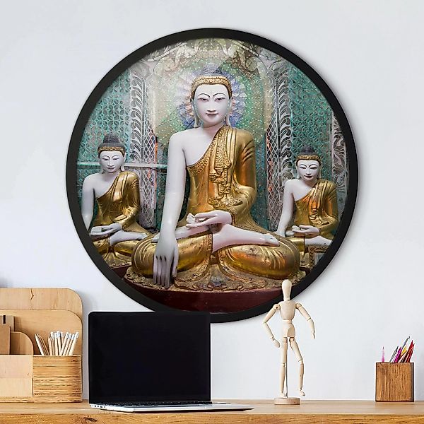 Rundes Bild mit Rahmen Buddha Statuen günstig online kaufen