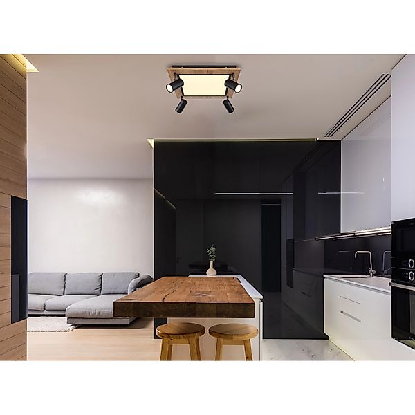Globo LED-Deckenleuchte Ulla 5-flammig Schwarz matt 450 x 450 x 130 mm günstig online kaufen