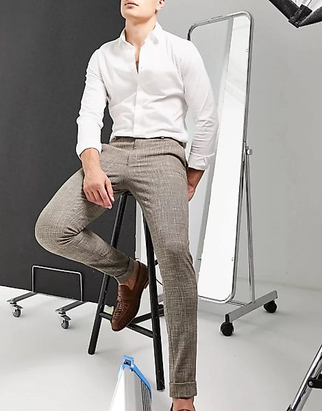 ASOS DESIGN – Elegante Hose mit superengem Schnitt und Kreuzschraffur in St günstig online kaufen
