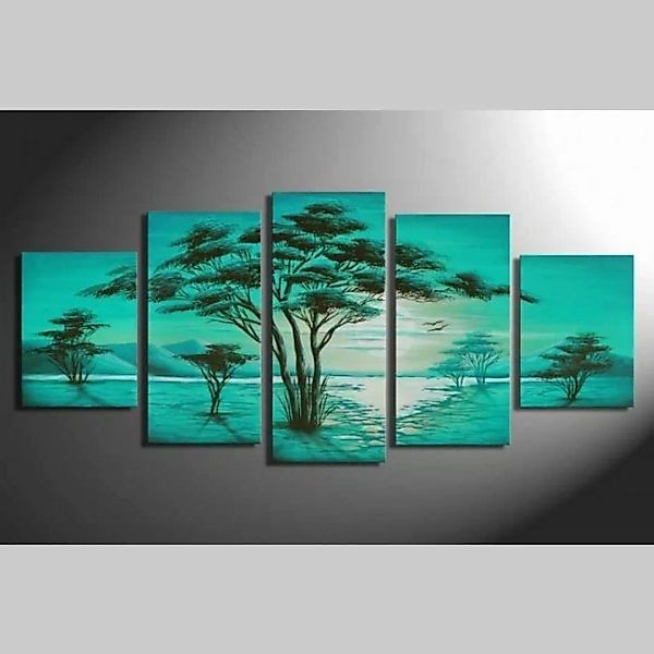 5 Leinwandbilder AFRIKA Baum (5) 150 x 70cm Handgemalt günstig online kaufen