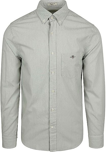 Gant Poplin Banker Hemd Stripe Grun - Größe 3XL günstig online kaufen