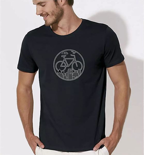 Fahrrad / Stadt & Natur, Berge & Bäume T-shirt In Schwarz & Weiß günstig online kaufen