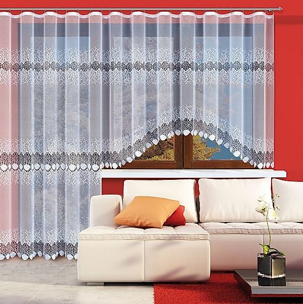 HAFT Gardine mit Kräuselband Fertiggardine Bogengardine Weiss Modell 22150, günstig online kaufen