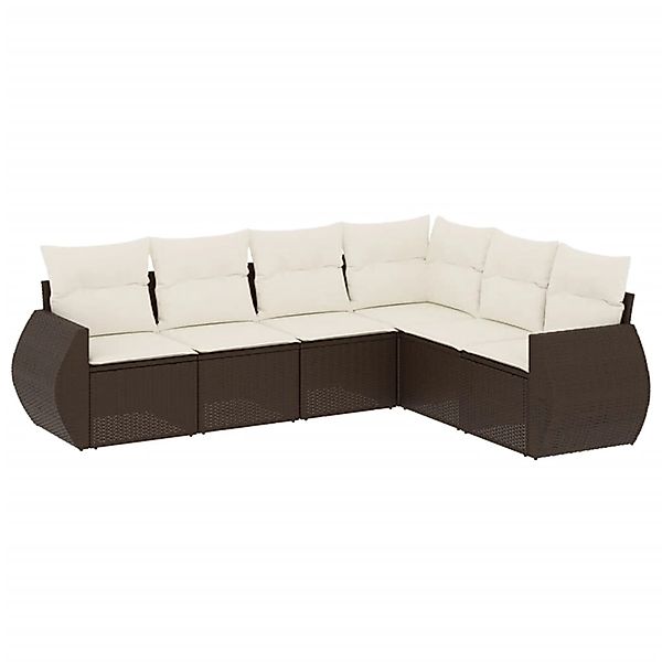 vidaXL 6-Tlg Garten-Sofagarnitur mit Kissen Braun Poly Rattan 3253750 günstig online kaufen