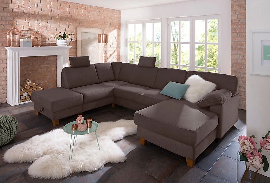 Home affaire Wohnlandschaft "Belfort U-Form" mit Federkern, wahlweise mit B günstig online kaufen