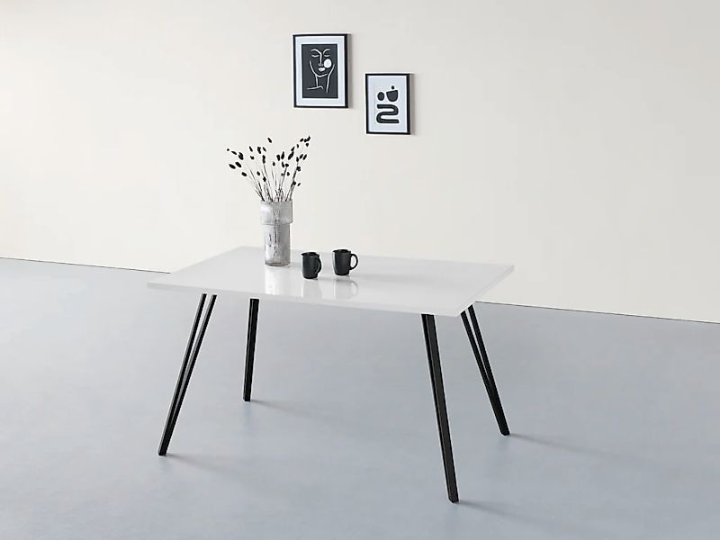 HELA Esstisch "JENN" 1 Stk. tlg. Hochglanz Weiß lackiert; Tischplatte fest; günstig online kaufen