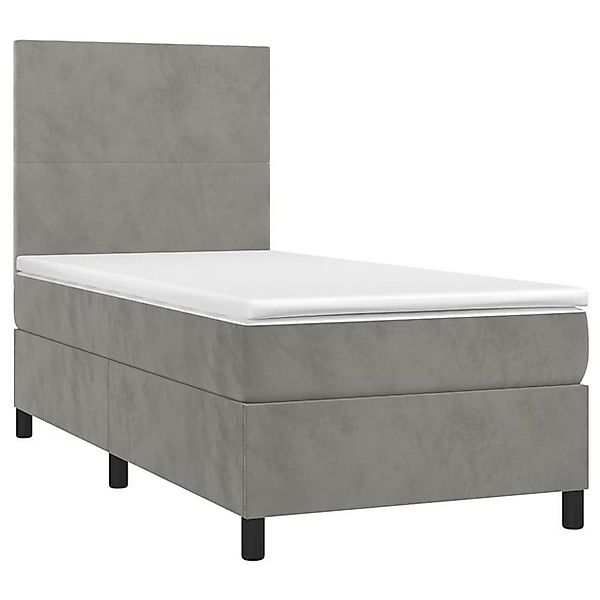 vidaXL Bett Boxspringbett mit Matratze & LED Hellgrau 100x200 cm Samt günstig online kaufen