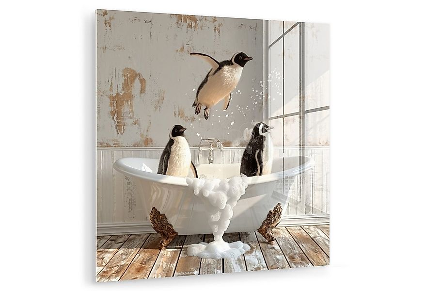 MuchoWow Acrylglasbild Vintage - Pinguin - Badewanne - Schaumstoff, Inkl. A günstig online kaufen