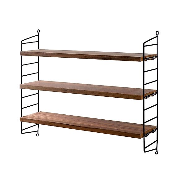 String Pocket Wandregal Holz Walnuss/Schwarz günstig online kaufen