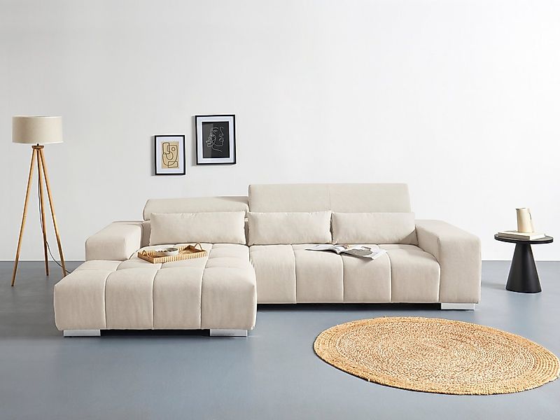 COTTA Ecksofa "Orion L-Form", mit Kopfteilverstellung & 3 Nierenkissen günstig online kaufen