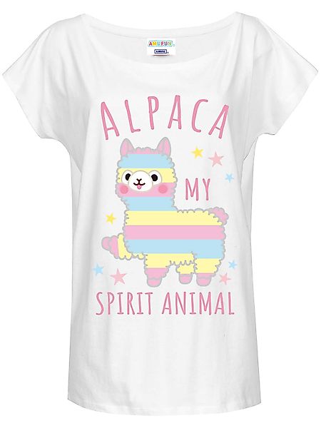 Amufun Alpacasso Spirit Animal Damen Loose-Shirt weiss günstig online kaufen
