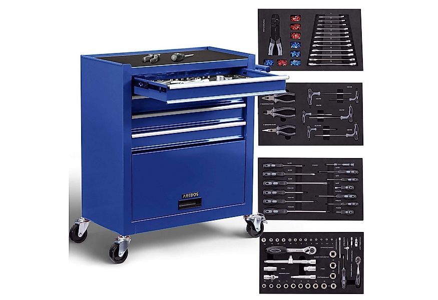 Arebos Werkstattwagen 5 Fächer, Werkzeugwagen, Rollwagen, (81-tlg., Set), A günstig online kaufen