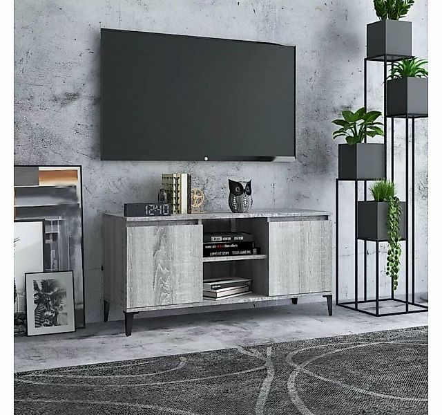 furnicato TV-Schrank mit Metallbeinen Grau Sonoma 103,5x35x50 cm günstig online kaufen