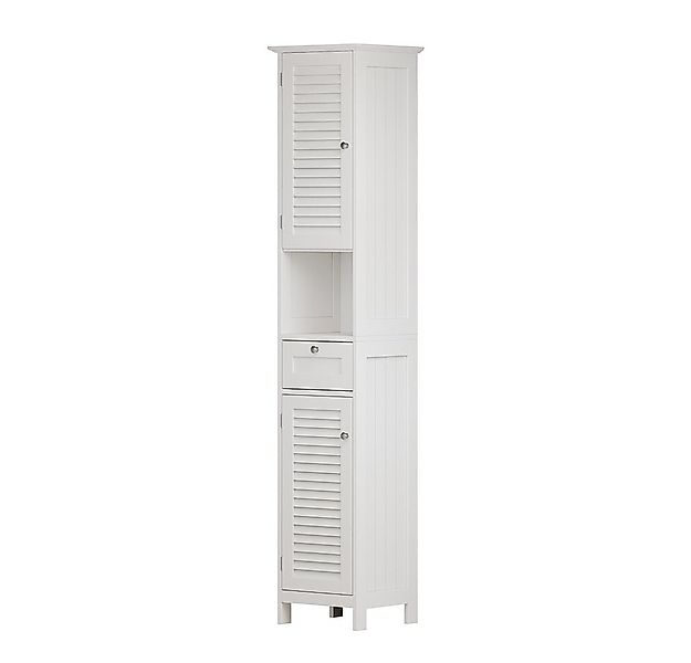 Vicco Hochschrank Riad, Weiß, 32 x 170 cm mit Türen, Schublade und offenem günstig online kaufen