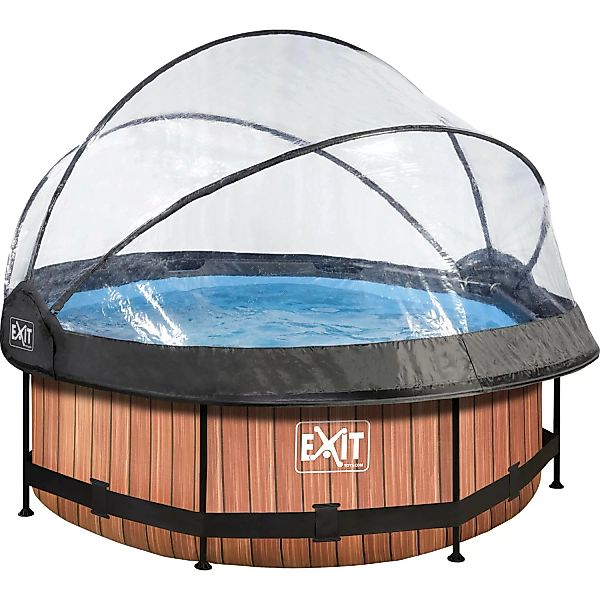 EXIT Wood Pool Braun ø 244 x 76 cm m. Filterpumpe u. Abdeckung günstig online kaufen