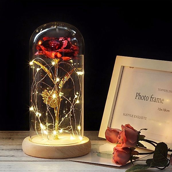 Kunstblume Galaxy Rose Blume Geschenk, LED-Lichterkette auf der Kristallros günstig online kaufen