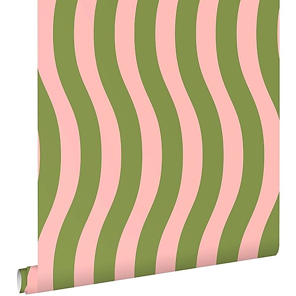 ESTAhome Tapete Wellenförmige Streifen Rosa Und Grün 50 X 900 Cm 131610 günstig online kaufen