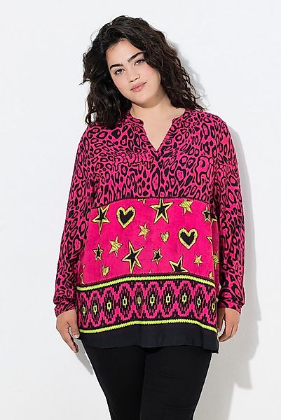 Angel of Style Tunika Tunika farbiges Leomuster Saumstreifen günstig online kaufen