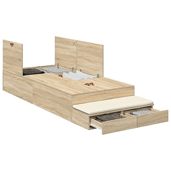 vidaXL Bett Stauraumbett Sonoma Eiche Holzwerkstoff 236,5 x 100 x 31,5 cm ( günstig online kaufen