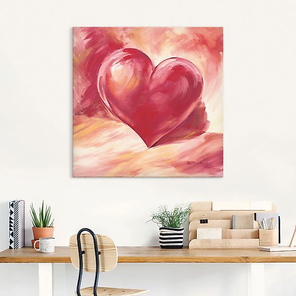 Artland Wandbild "Rosa/rotes Herz", Herzen, (1 St.), als Alubild, Outdoorbi günstig online kaufen
