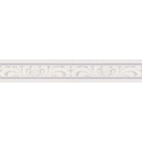 Bricoflor Ornament Wandbordüre in Weiß und Grau Papierbordüre im Barock Sti günstig online kaufen