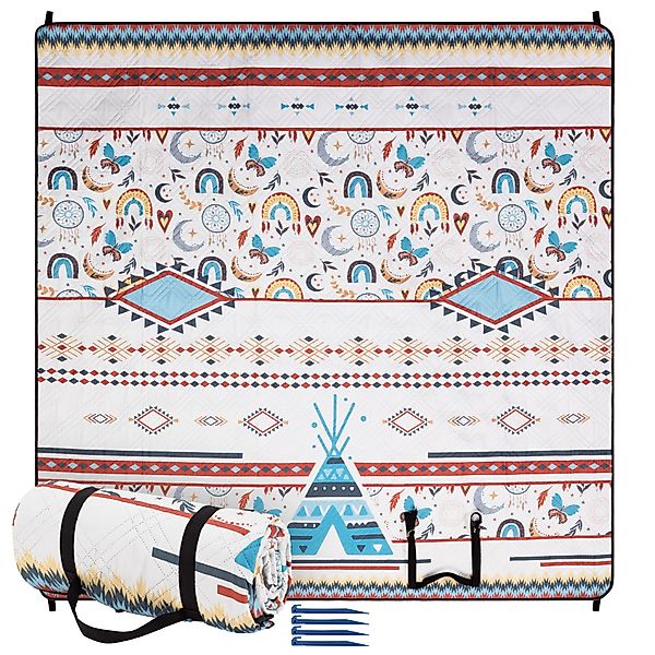 JEMIDI Outdoorteppich Boho Picknickdecke 200x200 - günstig online kaufen