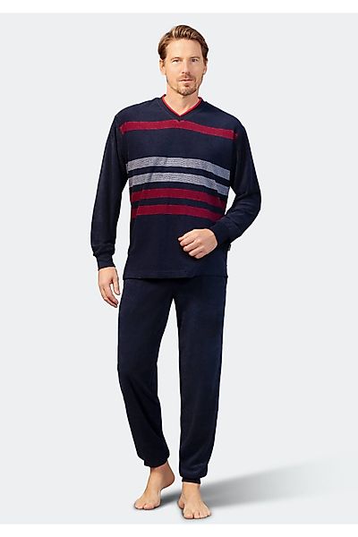 Hajo Schlafanzug 53758 Klima-Frottee V-Ausschnitt günstig online kaufen