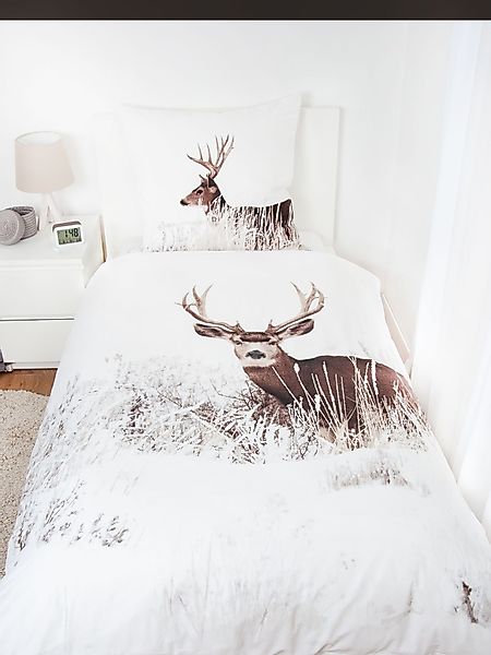 Herding Kinderbettwäsche Flanell Bettwäsche Set Winterlandschaft günstig online kaufen