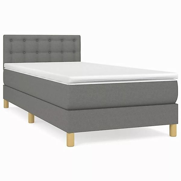 vidaXL Boxspringbett Boxspringbett mit Matratze Dunkelgrau 90x200 cm Stoff günstig online kaufen