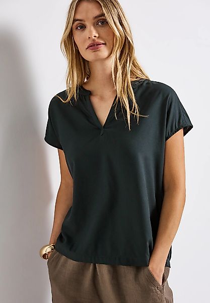 STREET ONE Kurzarmbluse, Split Neck günstig online kaufen